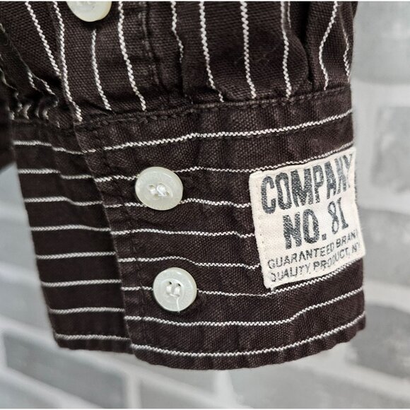 Company 81 Shirt Men's Large Brown White Striped Pearlsnap Western Cowboy Casual - Picture 7 of 13
